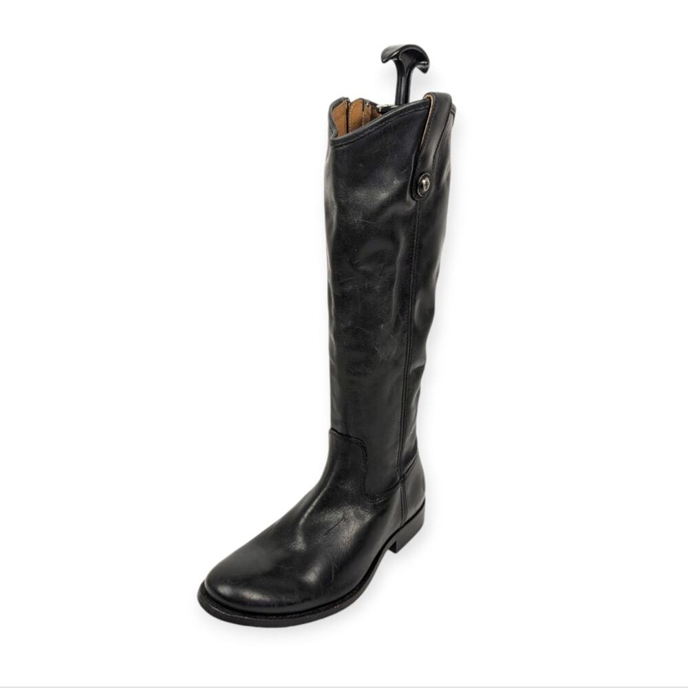 Frye Black Melissa Button Inside Zip Leather Ridi… - image 1